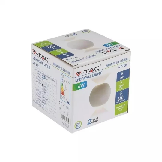 Oprawa ewelacyjna VT-836 6W LED WALL LIGHT COLORCODE:4000K -WHITE BODY 8302