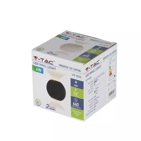 Oprawa ewelacyjna VT-836 6W LED WALL LIGHT COLORCODE:3000K -BLACK BODY 8303