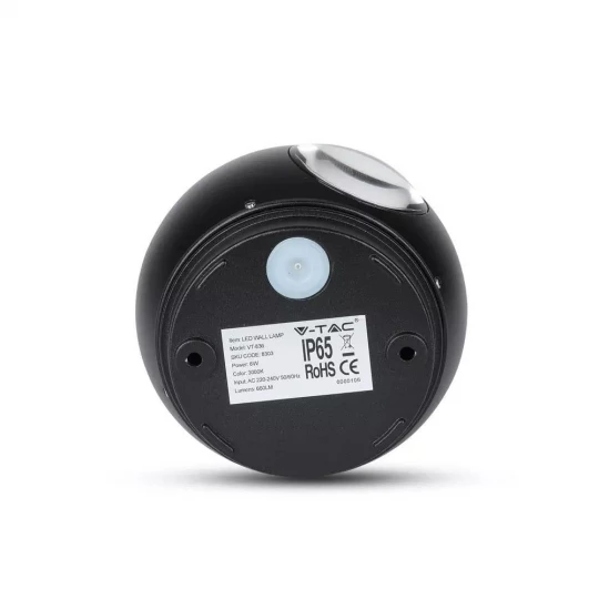 Oprawa ewelacyjna VT-836 6W LED WALL LIGHT COLORCODE:3000K -BLACK BODY 8303