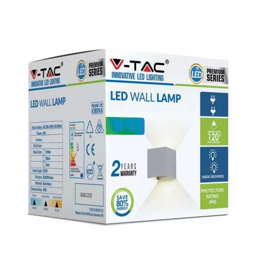 Oprawa elewacyjnaVT-759-12 12W-WALL LAMP WITH BRIDGELUX CHIP COLORCODE:4000k GREY SQUARE 8532