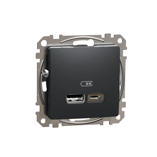 Sedna Design, Gniazdo ładowania USB A+C 2,4A, czarny antracyt
