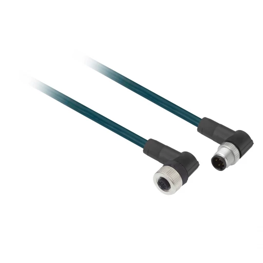 Kabel łączący męski M12, 4-pin. prosty, żeń. M-12, 4-pin. kątowy, dł. 1m XZCR1512041C1