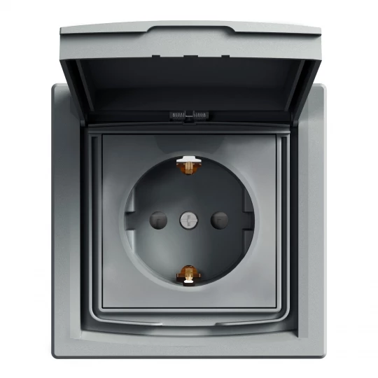 ASFORA Gniazdo SCHUKO IP44 z ramką (1-krotne) stal EPH3100362