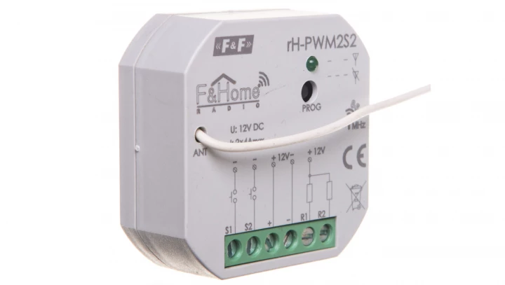 F&Home Radio Sterownik PWM dwukanałowy niskiego napięcia z dwukanałowym nadajnikiem rH-PWM2S2