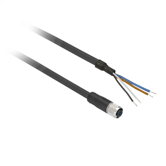 Konektory okablowane XZ, żeńskie proste, M12, 4 pin., przew. PUR 15m XZCP1141L15