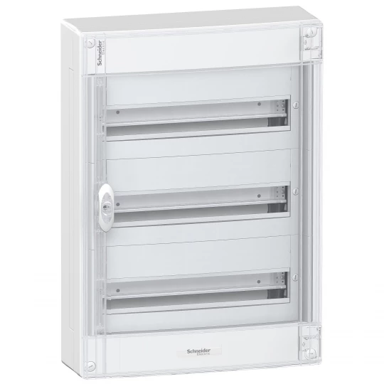 Obudowa natynkowa Pragma, IP30, 3x18modułów, drzwi przeźroczyste PRA29318