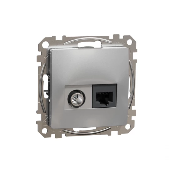 Sedna Design, Gniazdo komputerowe-TV (kat.6 UTP), srebrne aluminium