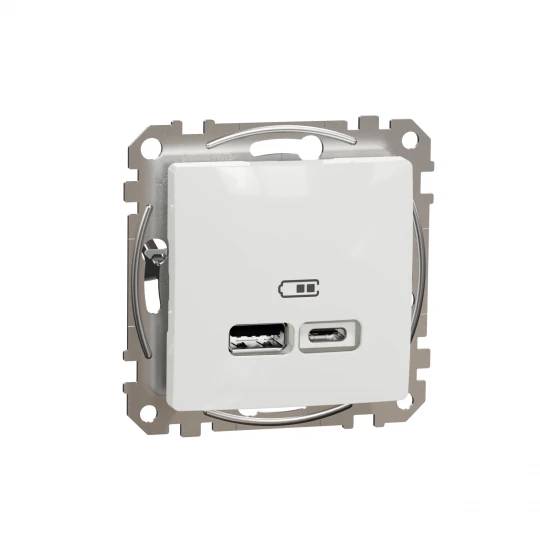 Sedna Design, Gniazdo ładowania USB A+C 2,4A, białe