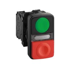 Przycisk ziel. kryty/czerw. wystający podśw. dwuklawiszowy O22 1NO+1NC 120V XB5AW73731G5
