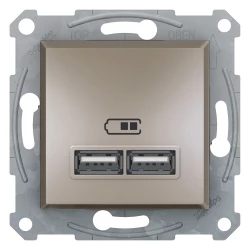 Asfora Gniazdo ładowarki USB 2.1A bez ramki, brąz EPH2700269