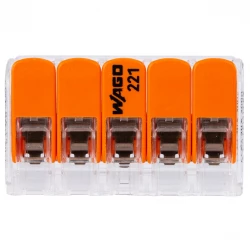 Szybkozłączka 5x0,5-6mm2 transparentna / pomarańczowa 221-615 /15szt./