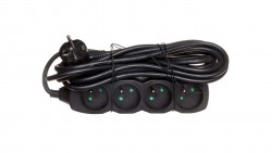 Przedłużacz z uziemieniem 4-gniazda /5m/ 3x1 mm2 czarny PC0415
