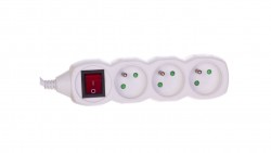 Przedłużacz z uziemieniem + wyłącznik 3-gniazda /5m/ 3x1 mm2 biały P1315