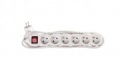 Przedłużacz z uziemieniem + wyłącznik 6-gniazd /3m/ 3x1 mm2 biały P1613