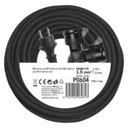 Przedłużacz 2 gniazda 25m 3× 15mm guma P0604