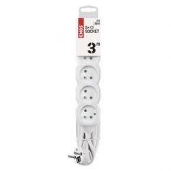 Przedłużacz z uziemieniem 5-gniazd /3m/ 3x1 mm2 biały P0513