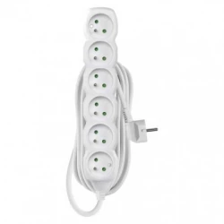 Przedłużacz z uziemieniem 6-gniazd /5m/ 3x1 mm2 białyP0615
