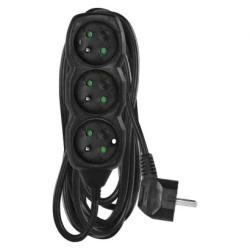 Przedłużacz z uziemieniem 3-gniazda /5m/ 3x1 mm2 czarny PC0315