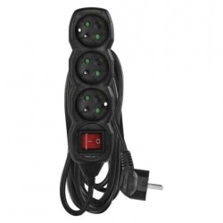 Przedłużacz z uziemieniem + wyłącznik 3-gniazda /5m/ 3x1 mm2 czarny PC1315