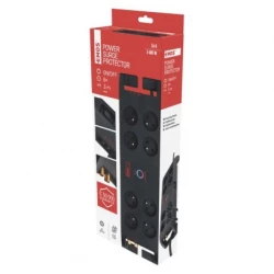 Listwa zasilająca przeciwprzepięciowa 1800J, TV + RJ54/11, 8 gniazd 3m, czarna P54052