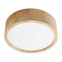 OVO plafon 2xE27, 2x24W, dębowy, klosz szklany matowy, IP20, Ø 275