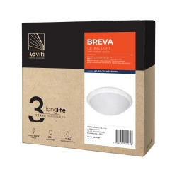 BREVA, plafon oświetleniowy z mikrofalowym czujnikiem ruchu, 60W, E27, IP44, poliwęglan mleczny,AD-PL-316WE27PMM
