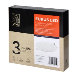 Oprawa podtynkowa EURUS LED 20W, downlight 1700lm, 4000K, biała, wbudowany zasilacz LED