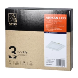 AKMAN LED 18W, oprawa downlight, podtynkowa, kwadratowa, 1300lm, 4000K, biała, wbudowany zasilacz LED,AD-OD-6056WLX4