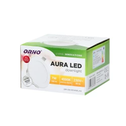 Oprawa downlight AURA LED 7W, podtynkowa, 560lm, 4000K, biała, wbudowany zasilacz LED OR-OD-6114WLX4