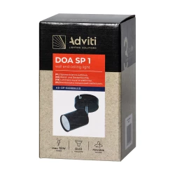 DOA SP 1, oprawa ścienno-sufitowa, GU10 max. 50W, IP20, czarna,AD-OP-6193BGU10