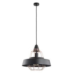 ROCCO 1P, lampa wisząca, E27 max. 60W, czarna, miedziana