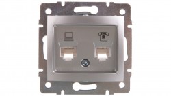 DOMO Gniazdo teleinformatyczne RJ45 Cat 5e+RJ11 srebrne 011430043 24875