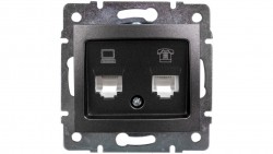 DOMO Gniazdo teleinformatyczne RJ45 Cat 5e+RJ11 grafit 011430041 24934