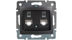 DOMO Gniazdo komputerowe podwójne niezależne 2x RJ45Cat 6 Jack grafit 011420041 24933