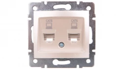 DOMO Gniazdo komputerowe podwójne niezależne 2x RJ45Cat 6 Jack perłowe białe 011420030 24992