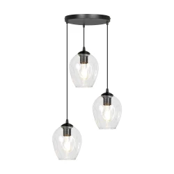 IRIS lampa wisząca, moc max.3x60W, E27, czarno-transparentna