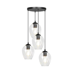 IRIS lampa wisząca, moc max.4x60W, E27, czarno-transparentna