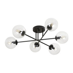 BARI lampa wisząca, moc max.6x40W, E14, czarno-transparentna