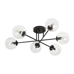 BARI lampa wisząca, moc max.6x40W, E14, czarno-transparentna