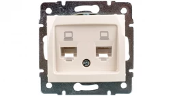 DOMO Gniazdo komputerowe podwójne niezależne 2x RJ45Cat 5e Jack kremowe 011410003 24814