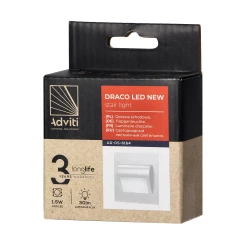 DRACO LED NEW 1,5W, oprawa schodowa podtynkowa, 12VDC, 30lm, 4000K, biała, innowacyjny sposób montażu,AD-OS-6164L4/W