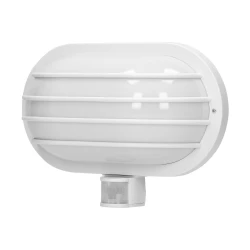 LASO, oprawa ogrodowa z czujnikiem ruchu 180, 1x60W, E27, IP44, plastik, biała,LF-2/W