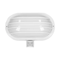 LASO, oprawa ogrodowa z czujnikiem ruchu 180, 1x60W, E27, IP44, plastik, biała,LF-2/W
