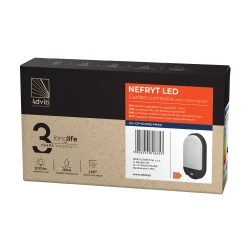 NEFRYT LED 15W, oprawa ogrodowa z czujnikiem ruchu, 1100lm, IP54, 4000K, czarna,AD-OP-6147BLPMR4