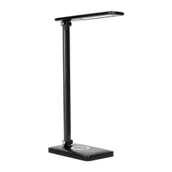 ISIYO LED 7W Lampka biurkowa z ładowarką indukcyjną i USB, 390lm, 3000-4000-6000K, zmiana barwy temperaturowej i funkcja ściemniania, czarna