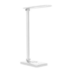 ISIYO LED 7W Lampka biurkowa z ładowarką indukcyjną i USB, 390lm, 3000-4000-6000K, zmiana barwy temperaturowej i funkcja ściemniania, biała