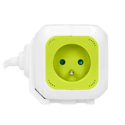 Przedłużacz Kostka 4-krotny z ładowarką 2xUSB 1,4m limonkowy