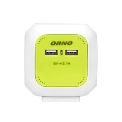Przedłużacz Kostka 4-krotny z ładowarką 2xUSB 1,4m limonkowy