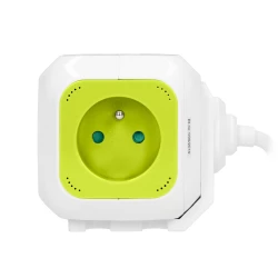 Przedłużacz Kostka 4-krotny z ładowarką 2xUSB 1,4m limonkowy