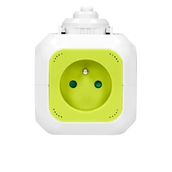 Przedłużacz Kostka 4-krotny z ładowarką 2xUSB 1,4m limonkowy